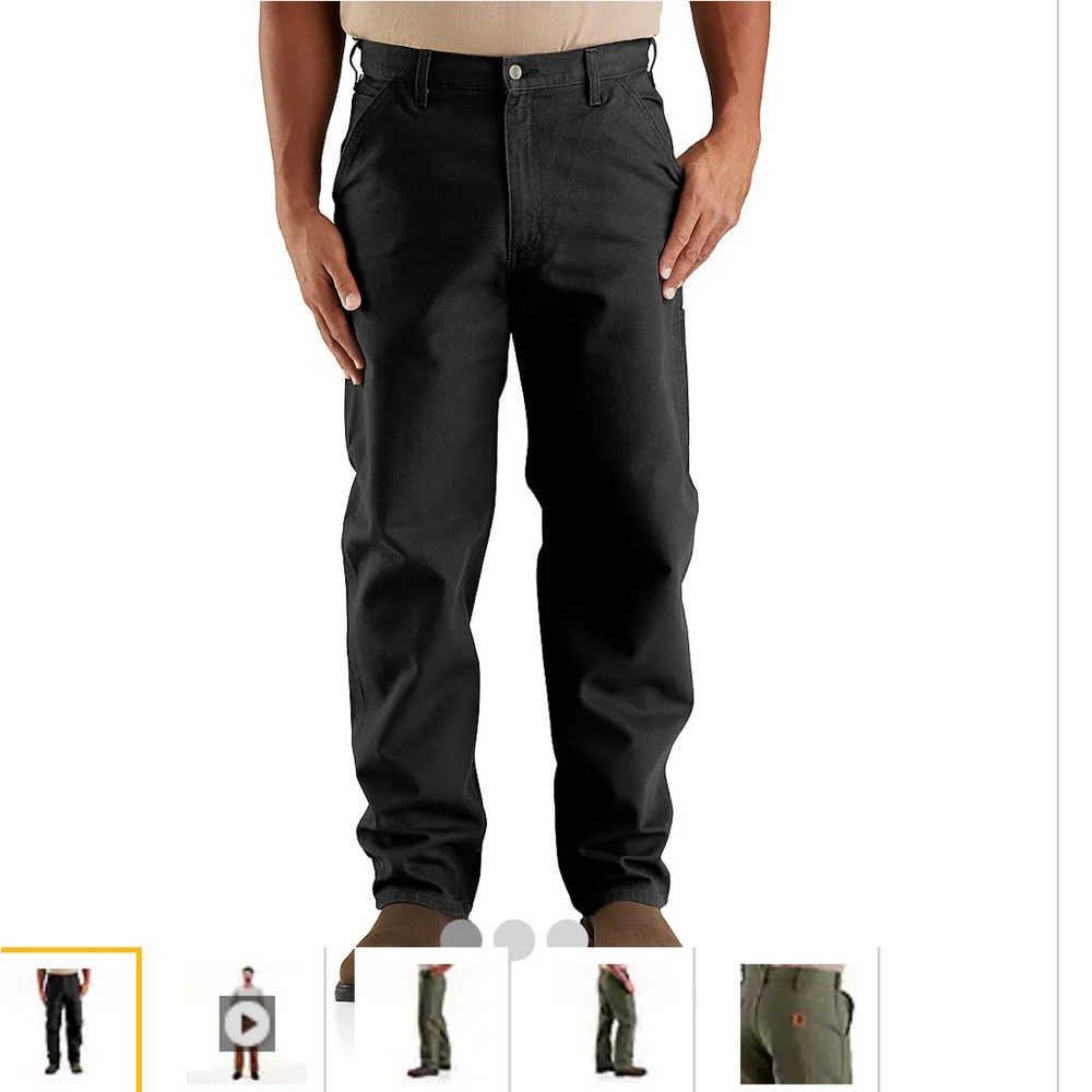 Carhartt B11 loose fit; Black Work Pants; washed duck. 30x32